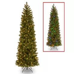 National Tree Company PEDD4-392D-65 6.5 ft. Downswept Douglas Pencil Slim Fir Artificial Christmas Tree with Dual Color LED Lights