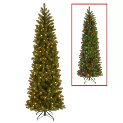 National Tree Company PEDD4-392D-75 7.5 ft. Downswept Douglas Pencil Slim Fir Artificial Christmas Tree with Dual Color LED Lights