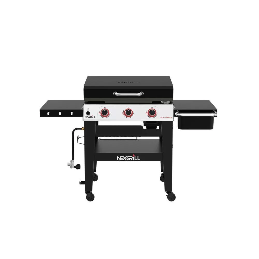 Nexgrill 720-1057 Daytona 3-Burner 30 in. Propane Gas Griddle in Black with Lid