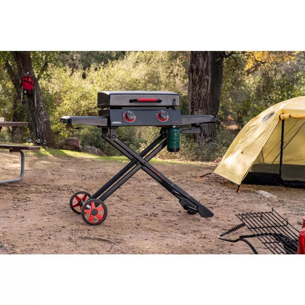 Nexgrill 720-1075B Daytona 2-Burner 21 in. Propane Gas Griddle with Foldable Cart in Black