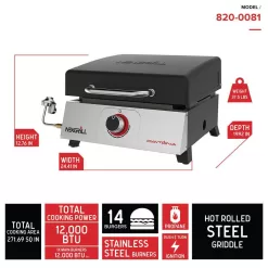 Nexgrill 820-0081 Daytona 1-Burner 17 in. Propane Gas Table Top Griddle in Black
