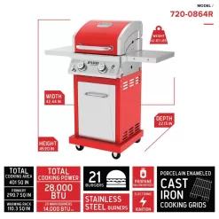 Nexgrill 720-0864R Deluxe 2-Burner Propane Gas Grill in Red