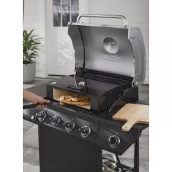 Nexgrill 720-0925P 4-Burner Propane Gas Grill in Black with Side Burner and Stainless Steel Main Lid