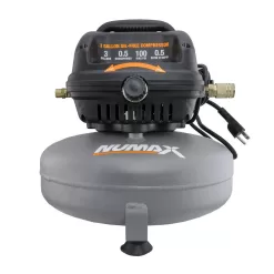 NuMax S3GI12CK 3 Gal. Portable Electric Pancake Air Compressor with 2-in-1 Nailer/Stapler, Hose Inflation Kit and Fasteners (400-Count)