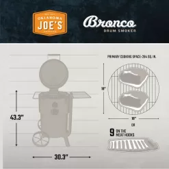 OKLAHOMA JOE'S 22202159 Bronco 284 sq. in. Drum Charcoal Smoker and Grill in Orange with Cover