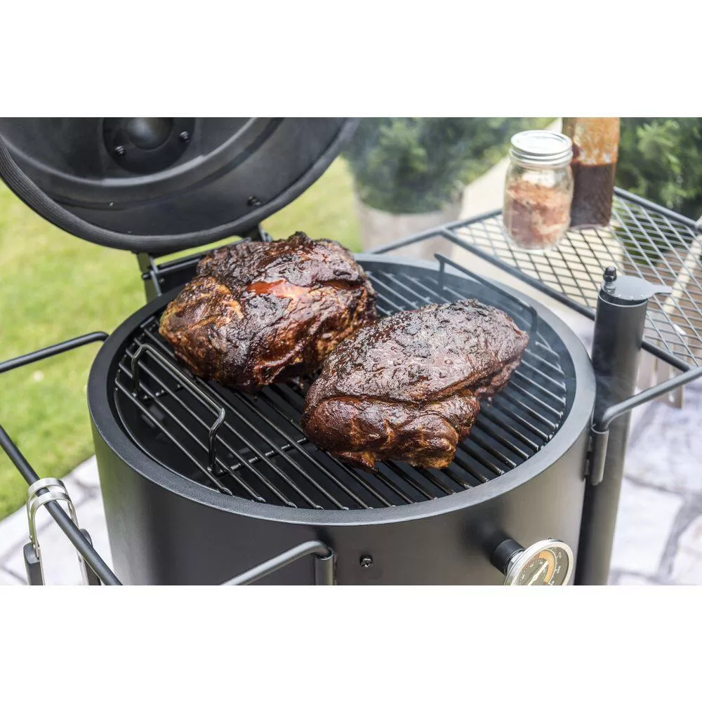 OKLAHOMA JOE'S 22202159 Bronco 284 sq. in. Drum Charcoal Smoker and Grill in Orange with Cover