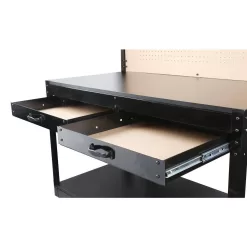 OLYMPIA 410-014-0111 4 ft. W x 5 ft. H x 2 ft. D Black Steel Workbench with Built-In Power and Lighting