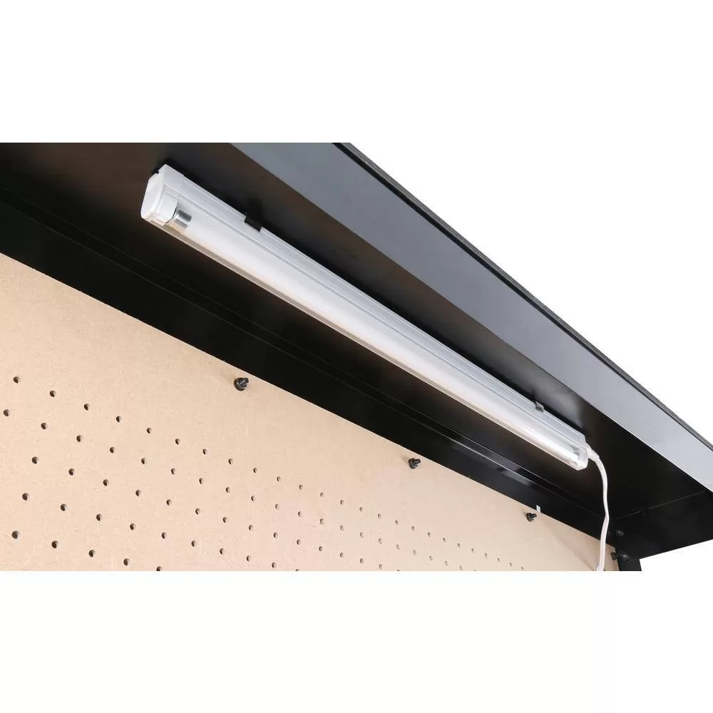 OLYMPIA 410-014-0111 4 ft. W x 5 ft. H x 2 ft. D Black Steel Workbench with Built-In Power and Lighting
