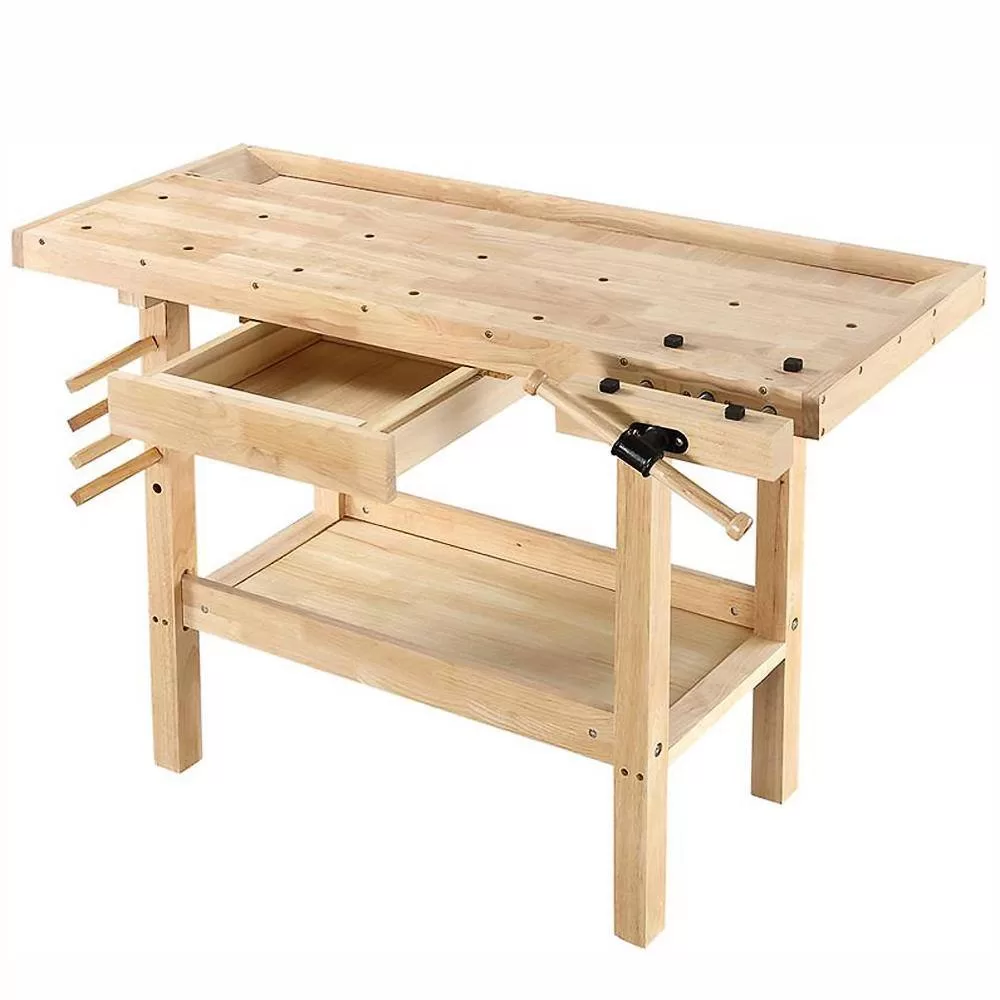 OLYMPIA 410-327-0111 50 in. x 20 in. Hardwood Workbench with Built-In Wooden Vise and 330 lbs. Weight Capacity
