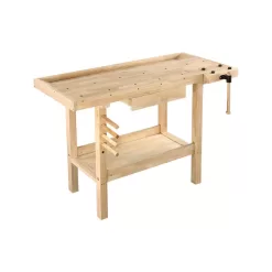 OLYMPIA 410-327-0111 50 in. x 20 in. Hardwood Workbench with Built-In Wooden Vise and 330 lbs. Weight Capacity