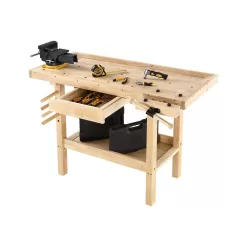 OLYMPIA 410-327-0111 50 in. x 20 in. Hardwood Workbench with Built-In Wooden Vise and 330 lbs. Weight Capacity
