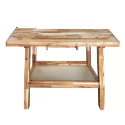OLYMPIA 410-333-0111 50 in. x 20 in. Acacia Wood Workbench with Built-In Wooden Vise and 330 lbs. Weight Capacity