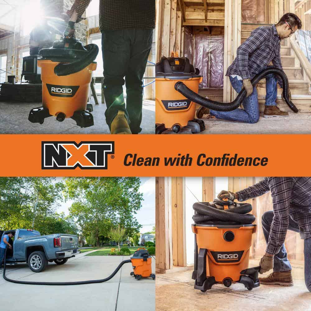 RIDGID HD1200B 12 Gallon 5.0 Peak HP NXT Wet/Dry Shop Vacuum with Filter, Hose, Accessories and Additional 20 ft. Tug-A-Long Hose