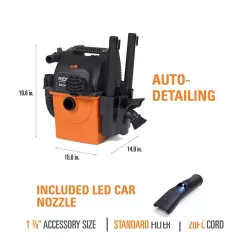 RIDGID WD5500A 5 Gallon 5.0 Peak HP Portable Wall-Mountable Wet/Dry Shop Vacuum with Filter, Hose, Accessories and LED Car Nozzle