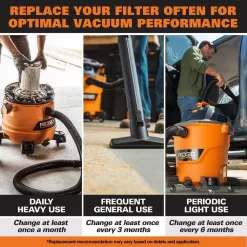 RIDGID WD5500A 5 Gallon 5.0 Peak HP Portable Wall-Mountable Wet/Dry Shop Vacuum with Filter, Hose, Accessories and LED Car Nozzle