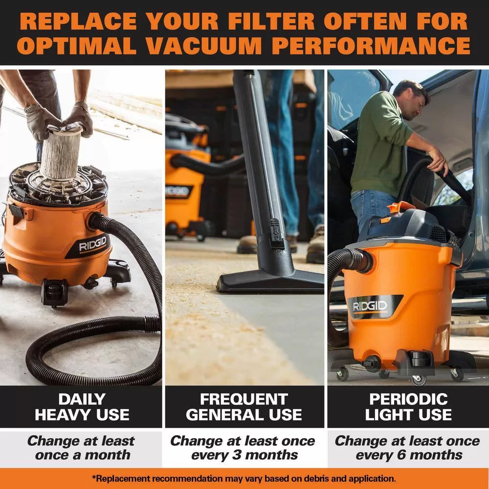 RIDGID WD5500A 5 Gallon 5.0 Peak HP Portable Wall-Mountable Wet/Dry Shop Vacuum with Filter, Hose, Accessories and LED Car Nozzle