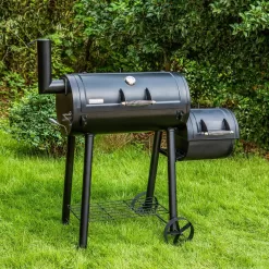 PHI VILLA THD-E02GR006-2 Offset Charcoal Smoker and Grill in Black