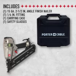 Porter-Cable DA250CC2002 6 Gal. 150 PSI Portable Electric Air Compressor and 15-Gauge Pneumatic 2-1/2 in. Angled Finish Nailer