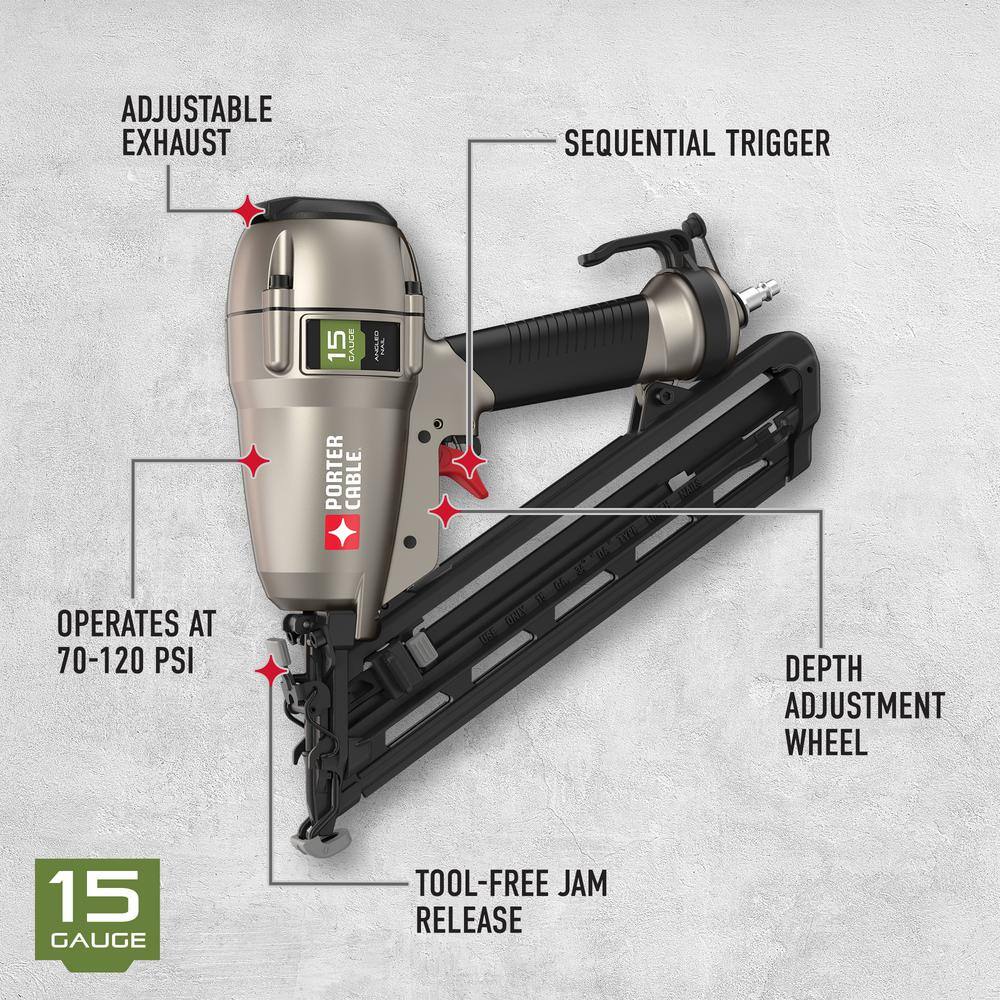 Porter-Cable DA250CC2002 6 Gal. 150 PSI Portable Electric Air Compressor and 15-Gauge Pneumatic 2-1/2 in. Angled Finish Nailer
