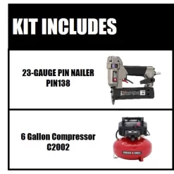 Porter-Cable PIN138C2002 6 Gal. 150 PSI Portable Electric Air Compressor and Pneumatic 23-Gauge 1-3/8 in. Pin Nailer