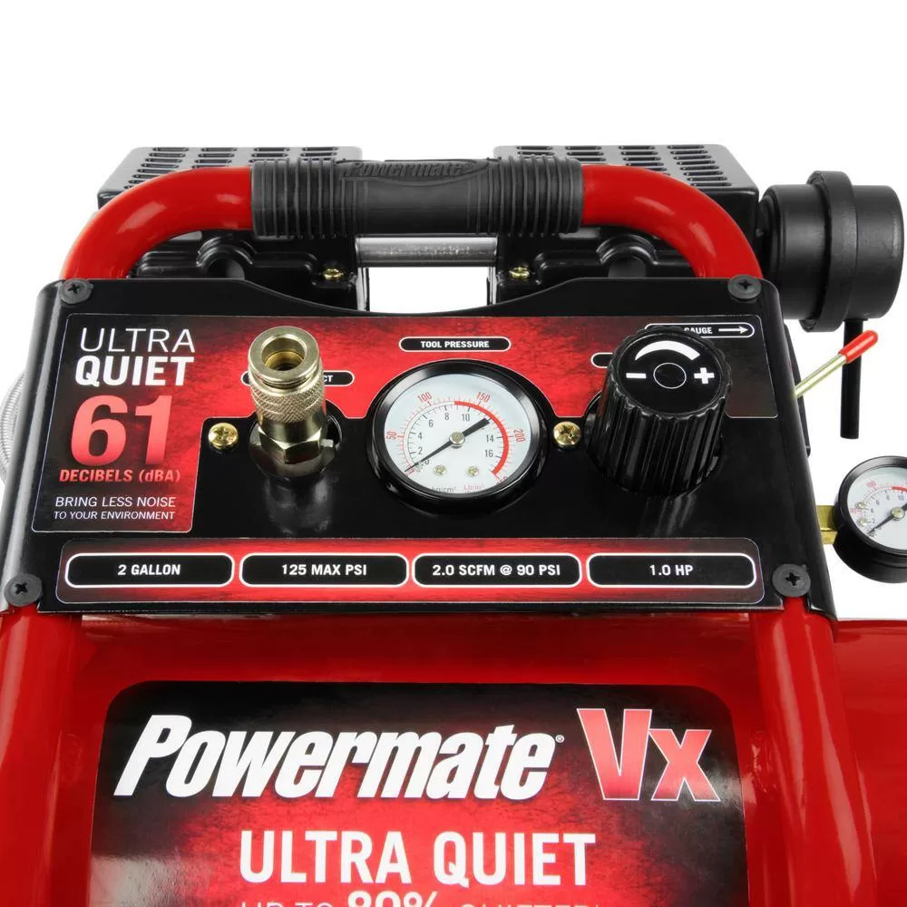Powermate SAC22HPP 2 Gal. 125 PSI 1 HP Ultra Quiet Oil Free Electric Air Compressor
