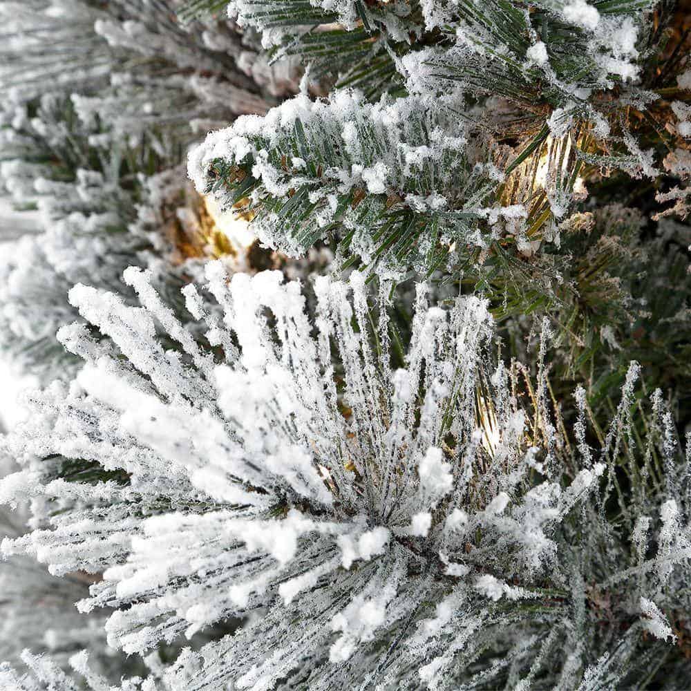 Puleo International 253-TFP-75C350-K 7.5 ft. Pre-Lit Incandescent Flocked Pencil Portland Pine Artificial Christmas Tree