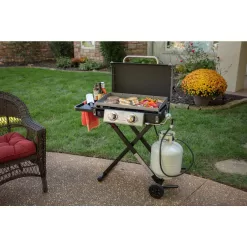 Razor GGC2030M 25 in. 2-Burner Portable Propane Gas Griddle with Lid and Folding Cart in Black