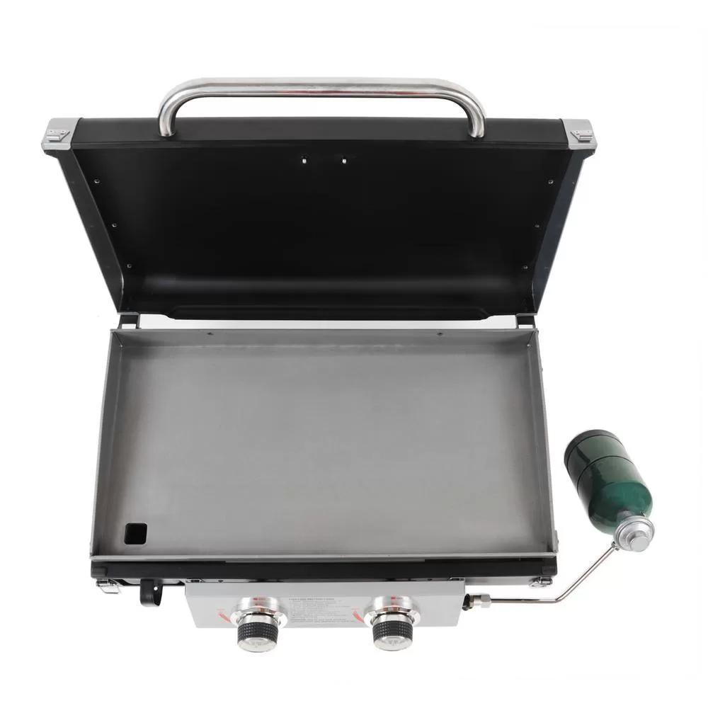 Razor GGT2131M 2-Burner Portable LP Gas Griddle with Lid in Black