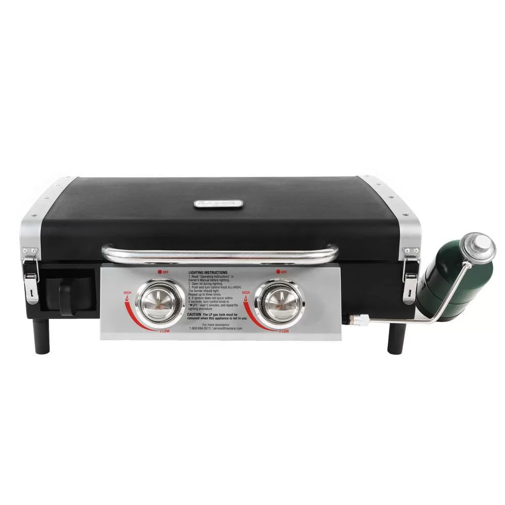 Razor GGT2131M 2-Burner Portable LP Gas Griddle with Lid in Black