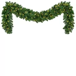 Red Sleigh 73912 9 ft. Pre-Lit LED Artificial Oregon Fir Commercial Christmas Garland with 100 Lights