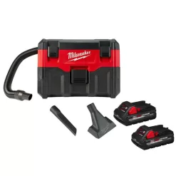 Milwaukee 0880-20-48-11-1837 M18 18-Volt 2 Gal. Lithium-Ion Cordless Wet/Dry Vacuum with 2 M18 HIGH OUTPUT 3.0 Ah Batteries
