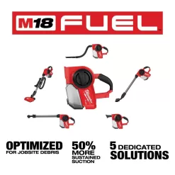 Milwaukee 0940-20-48-11-1850 M18 FUEL 18-Volt Lithium-Ion Brushless .25 Gal. Cordless Jobsite Vacuum with (1) M18 5.0 Ah Battery