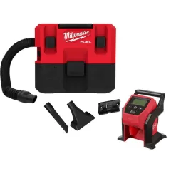 Milwaukee 0960-20-2475-20 M12 FUEL 12-Volt Lithium-Ion Cordless 1.6 Gal. Wet/Dry Shop Vacuum with M12 Compact Inflator (2-Tool)