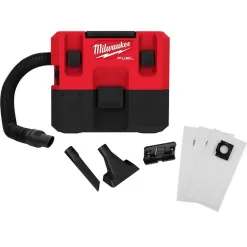 Milwaukee 0960-20-49-90-2016 M12 FUEL 12-Volt Lithium-Ion Cordless 1.6 Gal. Wet/Dry Shop Vacuum with 3 Pk Fleece Dust Bags