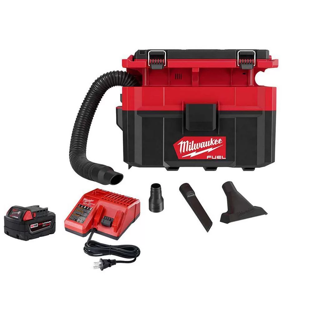Milwaukee 0970-20-48-59-1850 M18 FUEL PACKOUT 18-Volt Lithium-Ion Cordless 2.5 Gal. Wet/Dry Vacuum with 5.0 Ah Battery and Charger