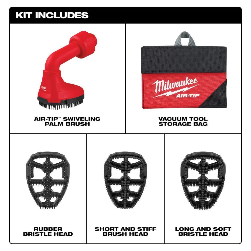 Milwaukee 0970-20-49-90-2020 M18 FUEL PACKOUT Cordless 2.5 Gal Wet/Dry Vacuum with AIR-TIP 1-1/4 in. - 2-1/2 in. (1-Piece) Swiveling Palm Brush Tool