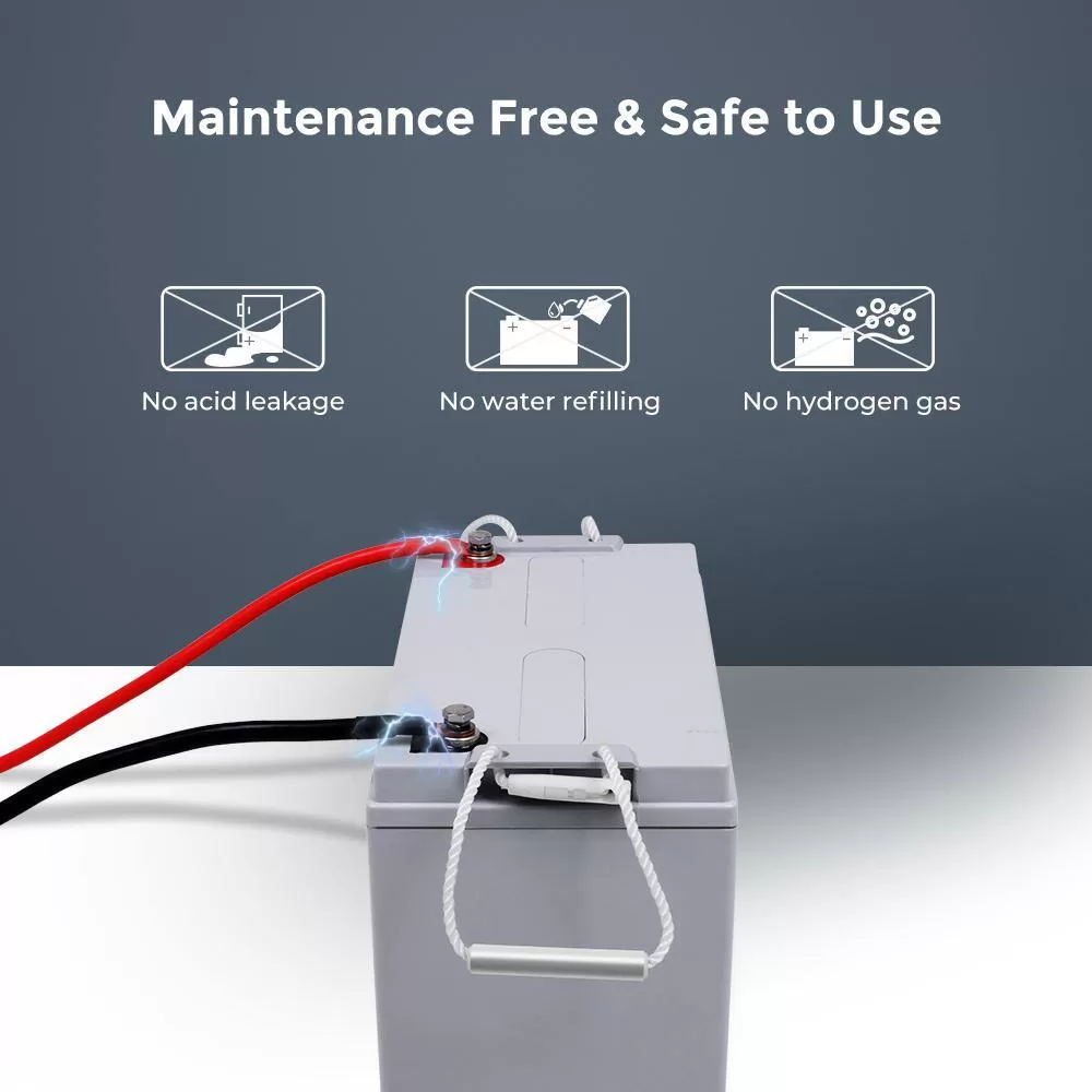 Renogy BATT-AGM12-100 Deep Cycle AGM Battery 12-Volt 100Ah Safe Charge Most Home Appliances for RV, Off-Grid Solar System, Maintenance-Free