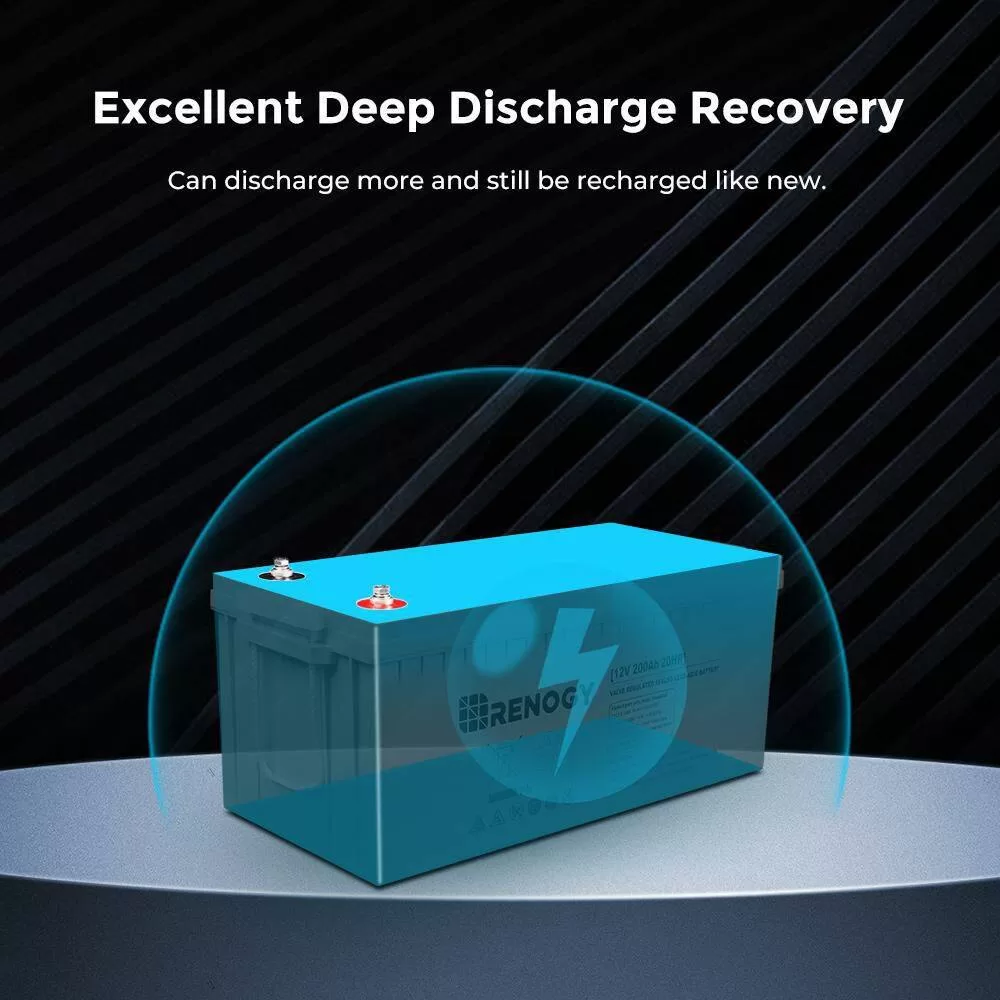 Renogy BATT-AGM12-200 Deep Cycle AGM Battery 12-Volt 200Ah Safe Charge Most Home Appliances for RV, Off-Grid Solar System, Maintenance-Free