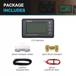 Renogy RBM500-G1 500 Amp Universal Battery Monitor, High and Low Voltage Programmable Alarm