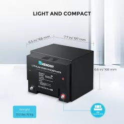 Renogy RBT2425LFP-US 24-Volt 25Ah LiFePO4 Deep Cycle Lithium Battery, Over 2000 Cycles, Backup Power Perfect for Off-Grid