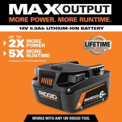 RIDGID 18V 6.0 Ah and 4.0 Ah MAX Output Lithium-Ion Batteries and Charger Kit with Bag
