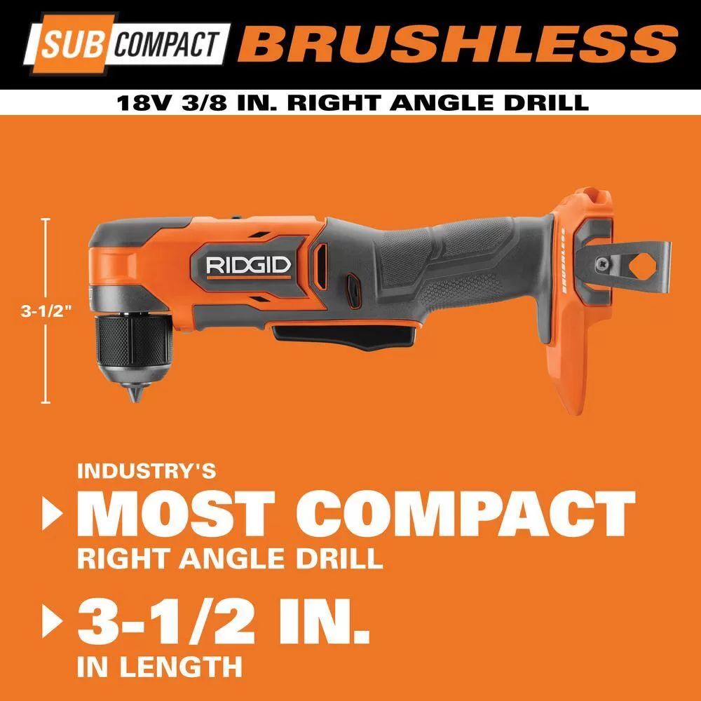 RIDGID R87701B 18V SubCompact Brushless Cordless 3/8 in. Right Angle Drill (Tool Only)