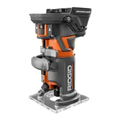 RIDGID R860443B 18V OCTANE Brushless Cordless Compact Fixed Base Router with 1/4 in. Bit, Round and Square Bases and Collet Wrench