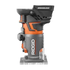 RIDGID R860443B 18V OCTANE Brushless Cordless Compact Fixed Base Router with 1/4 in. Bit, Round and Square Bases and Collet Wrench