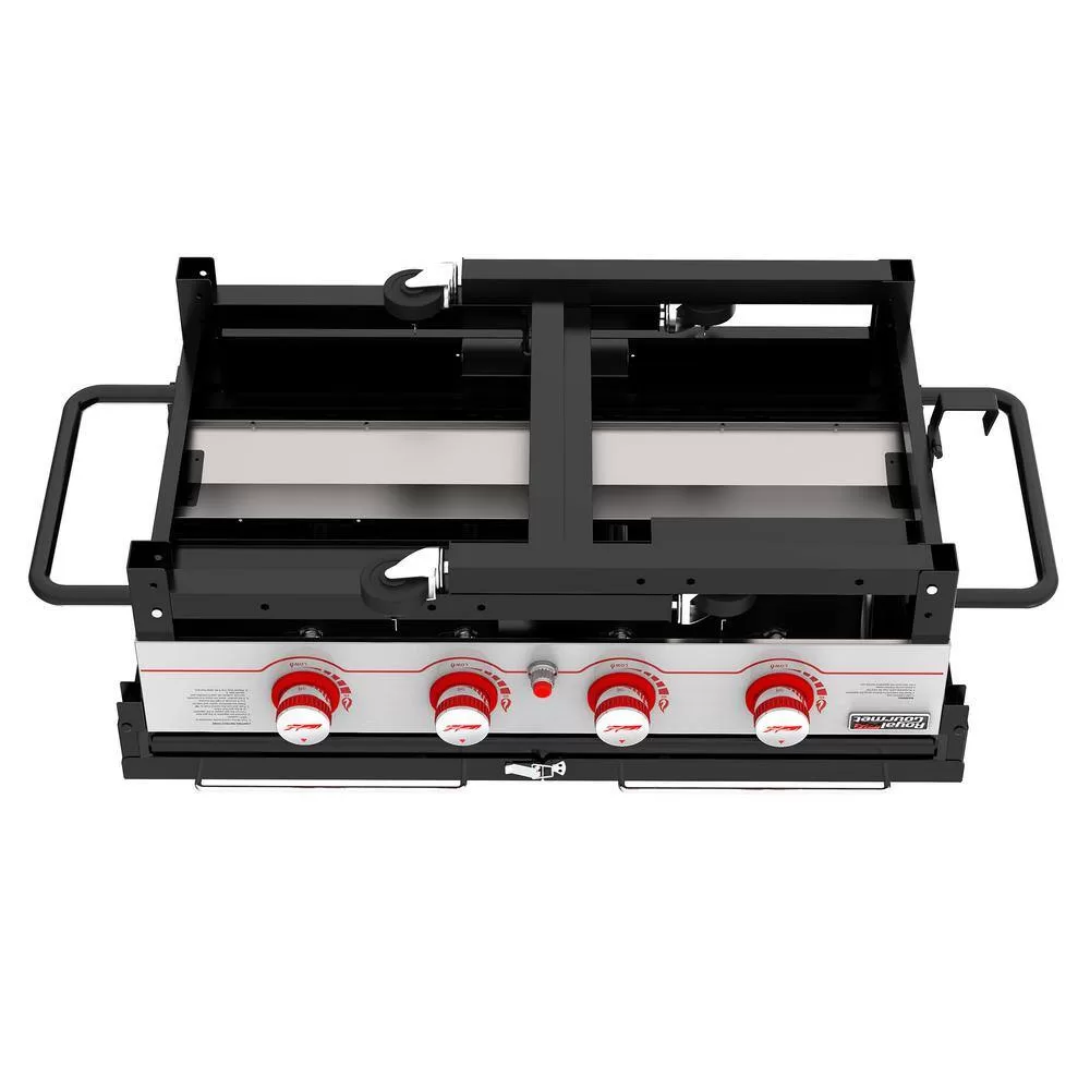 Royal Gourmet GB4000F 36 in. 4-Burner Propane BBQ Grill in Black Flat Top Gas Griddle with Top Cover Lid, for Large Outdoor Camping