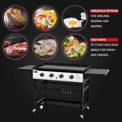 Royal Gourmet GB4002 4-Burner 36 in. Flat Top Propane Griddle Gas Grill for Outdoor Events, Camping and BBQ