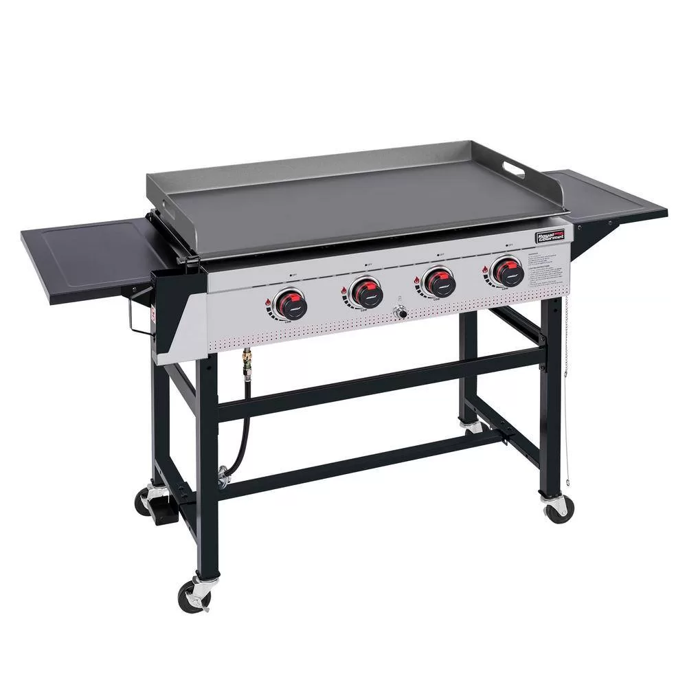 Royal Gourmet GB4003 36 in. 4-Burner Flat Top Gas Grill Griddle Liquid Propane Outdoor Griddle Station, 52,000 BTU in Black