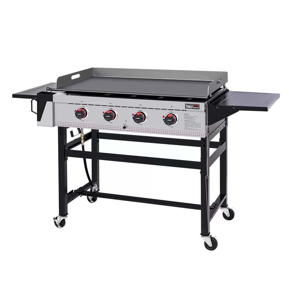Royal Gourmet GB4003 36 in. 4-Burner Flat Top Gas Grill Griddle Liquid Propane Outdoor Griddle Station, 52,000 BTU in Black
