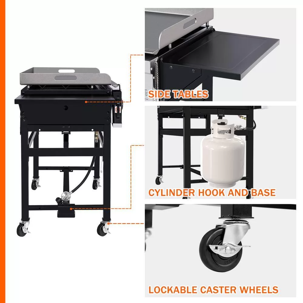 Royal Gourmet GB4003 36 in. 4-Burner Flat Top Gas Grill Griddle Liquid Propane Outdoor Griddle Station, 52,000 BTU in Black