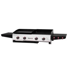 Royal Gourmet GD403 4-Burner 48,000 BTU Portable Flat Top Gas Grill and Griddle Combo Grill in Black with Folding Legs for Outdoor Cooking